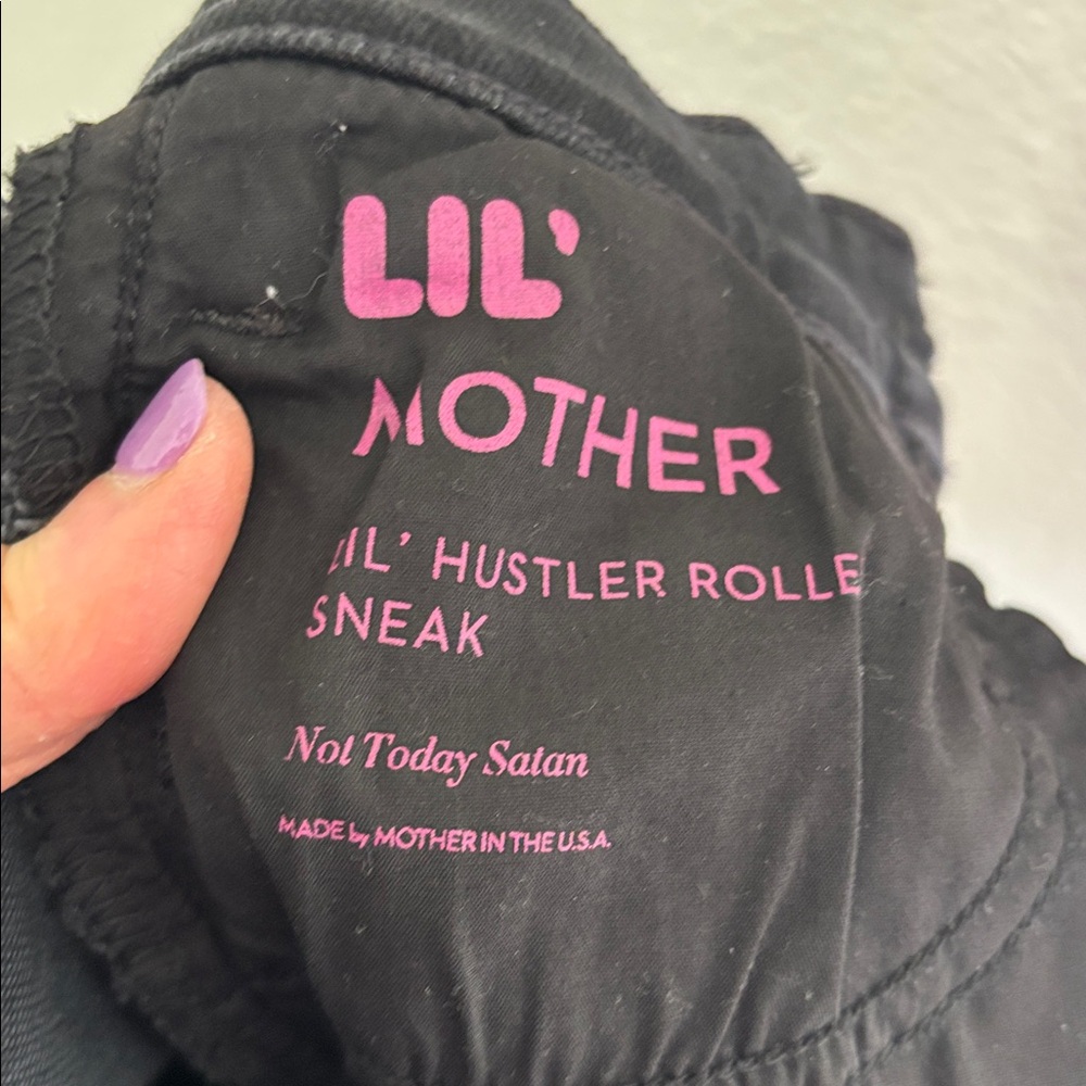Mother Lil Hustler Roller Sneak Jeans Not Today Satan Wide Leg Denim Size 28 - Picture 12 of 16